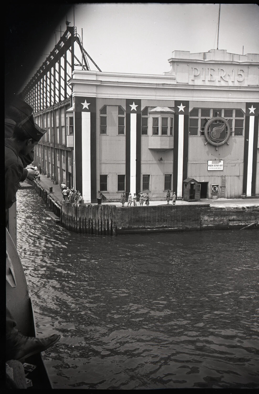 Soldiers Departing from Pier 15, New York Harbor, WWII Era