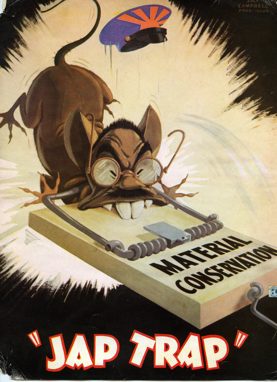 "Jap Trap" WWII Home-Front Propaganda Poster, Material Conservation Campaign