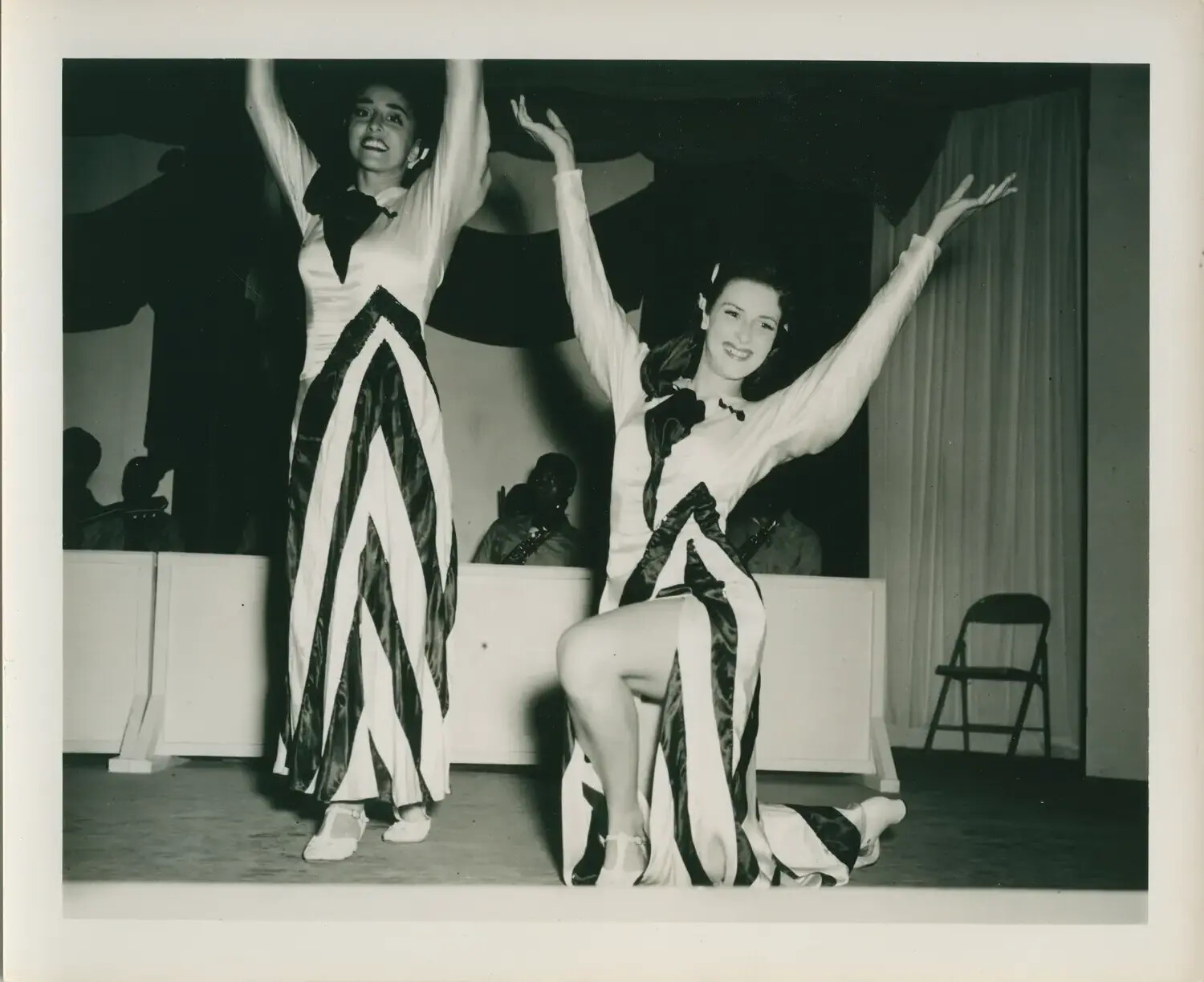 Female Dance Duo Performing on Stage, USS Petrof Bay (CVE-80) Collection, WWII Era