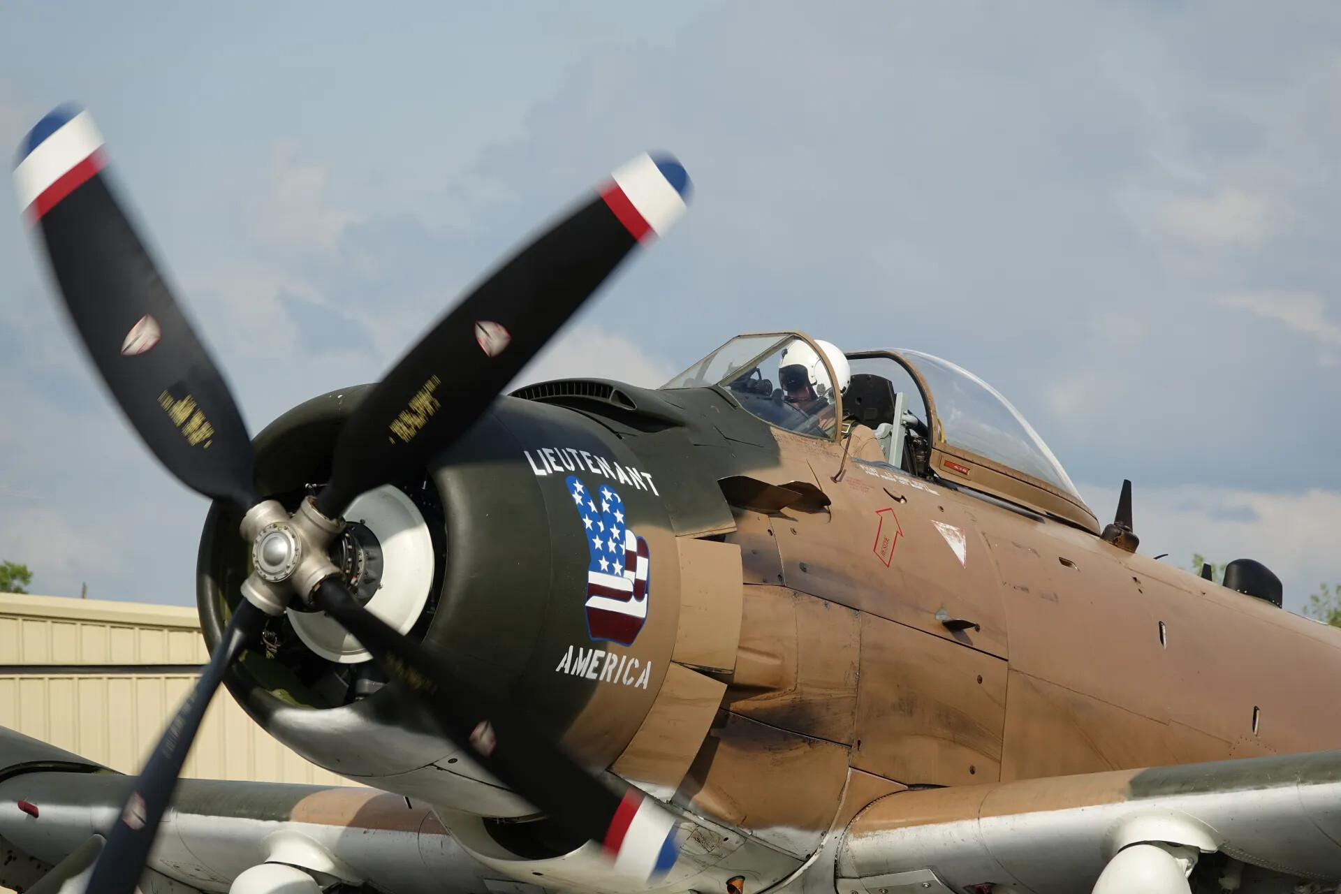 A-1H Skyraider 'Lieutenant America' Nose Art with Engine Running, May 2019 Airshow Event