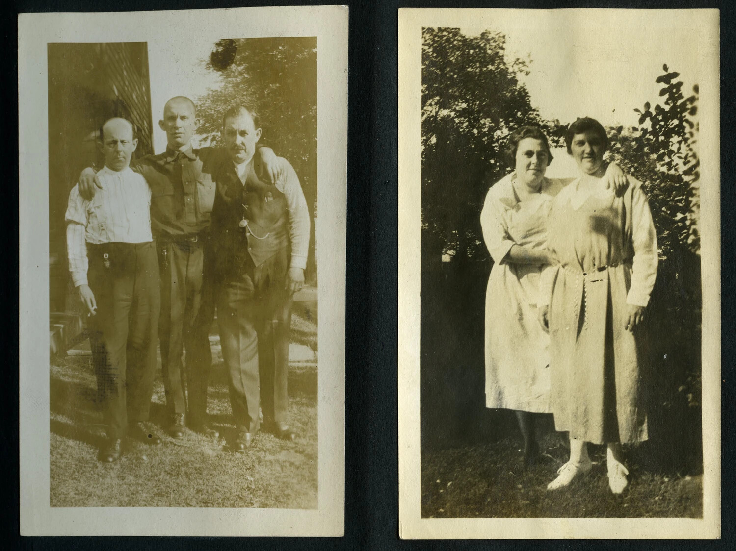 Photo Album Page: Group Portrait of Three Men and Two Women, 1920s, NY Police/WWI France Collection