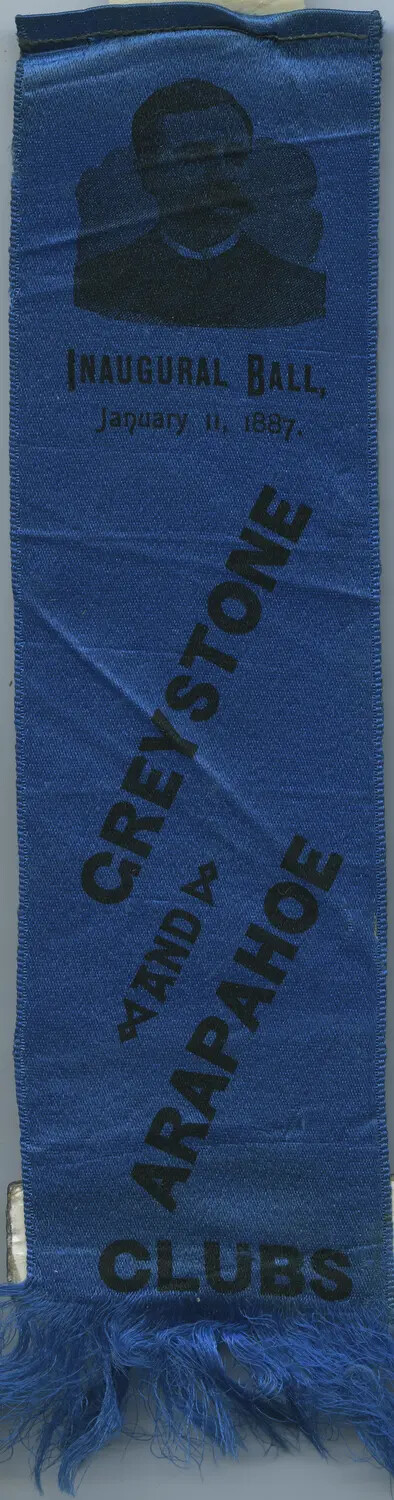 Woven Silk Souvenir Ribbon, Inaugural Ball of the Greystone and Arapahoe Clubs, January 11, 1887