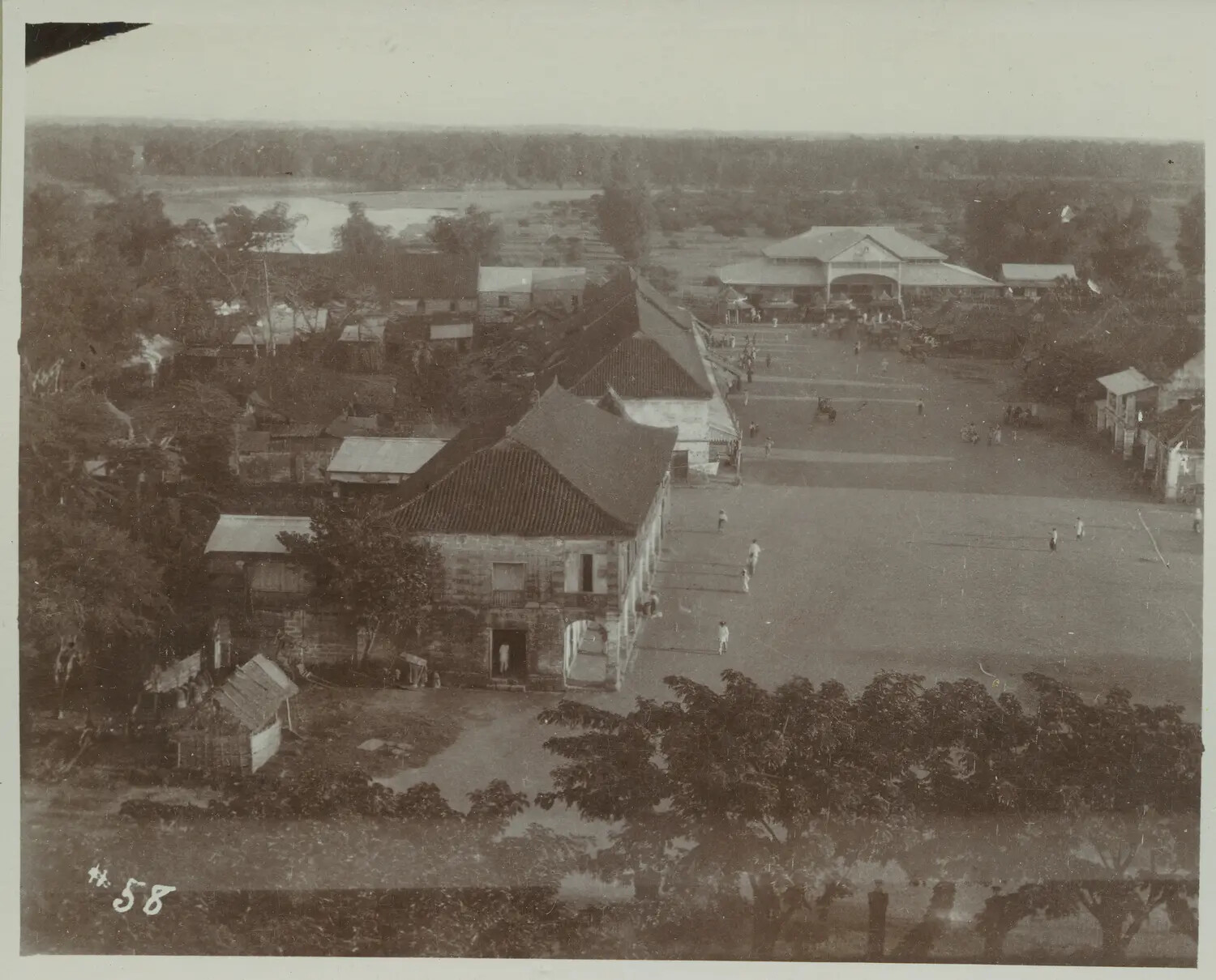 Elevated View of Town Plaza and Surrounding Structures, Philippines, c. 1890s