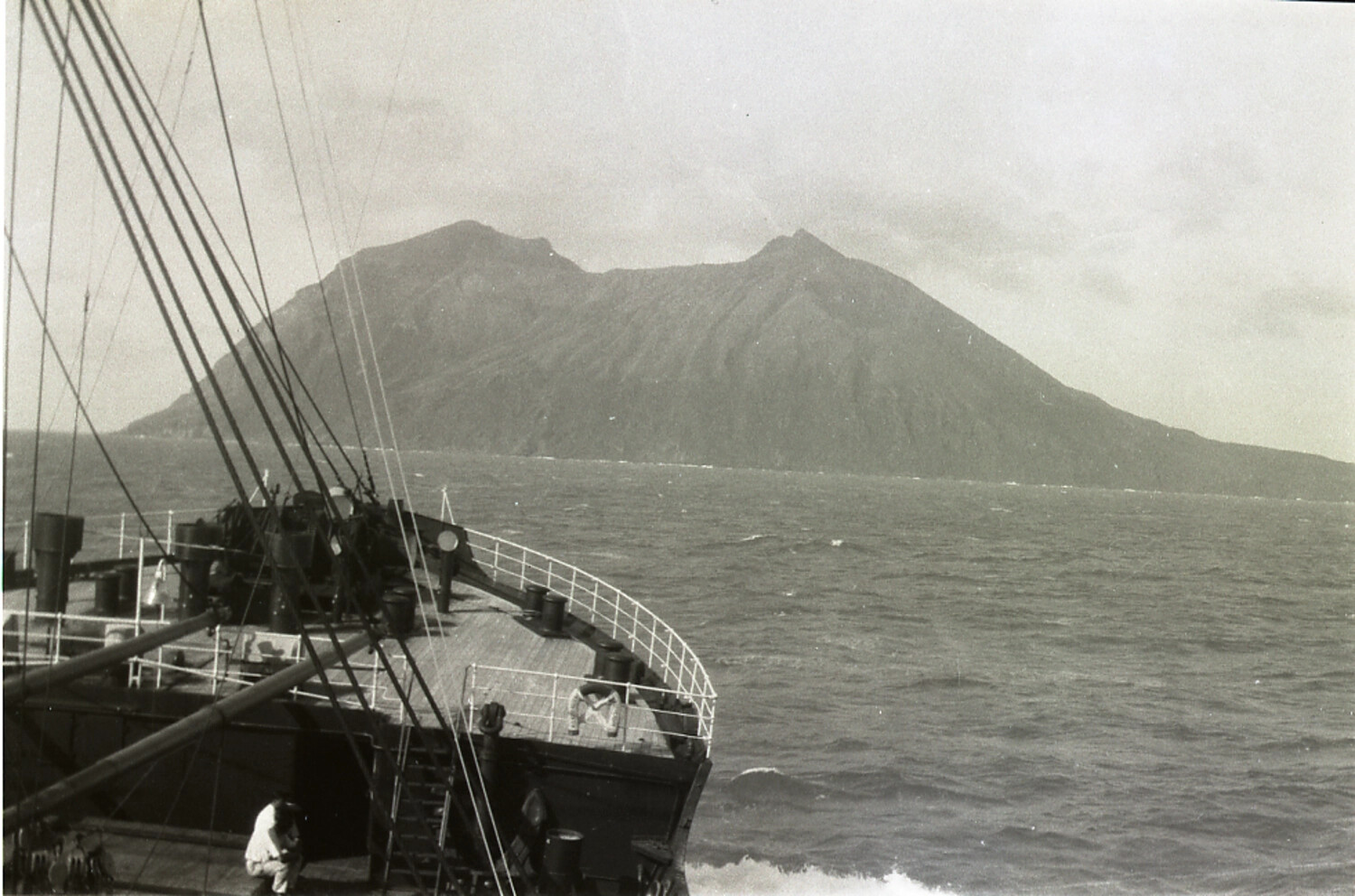 Ocean Liner Passing a Volcanic Island, En Route to China