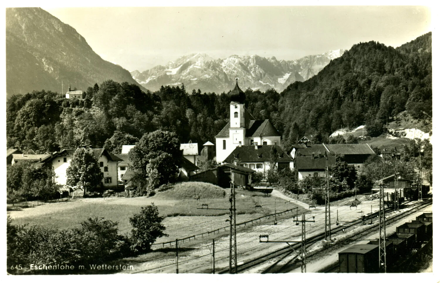 Printed Postcard - Eschenlohe with Wetterstein Mountains, Bavaria, Germany