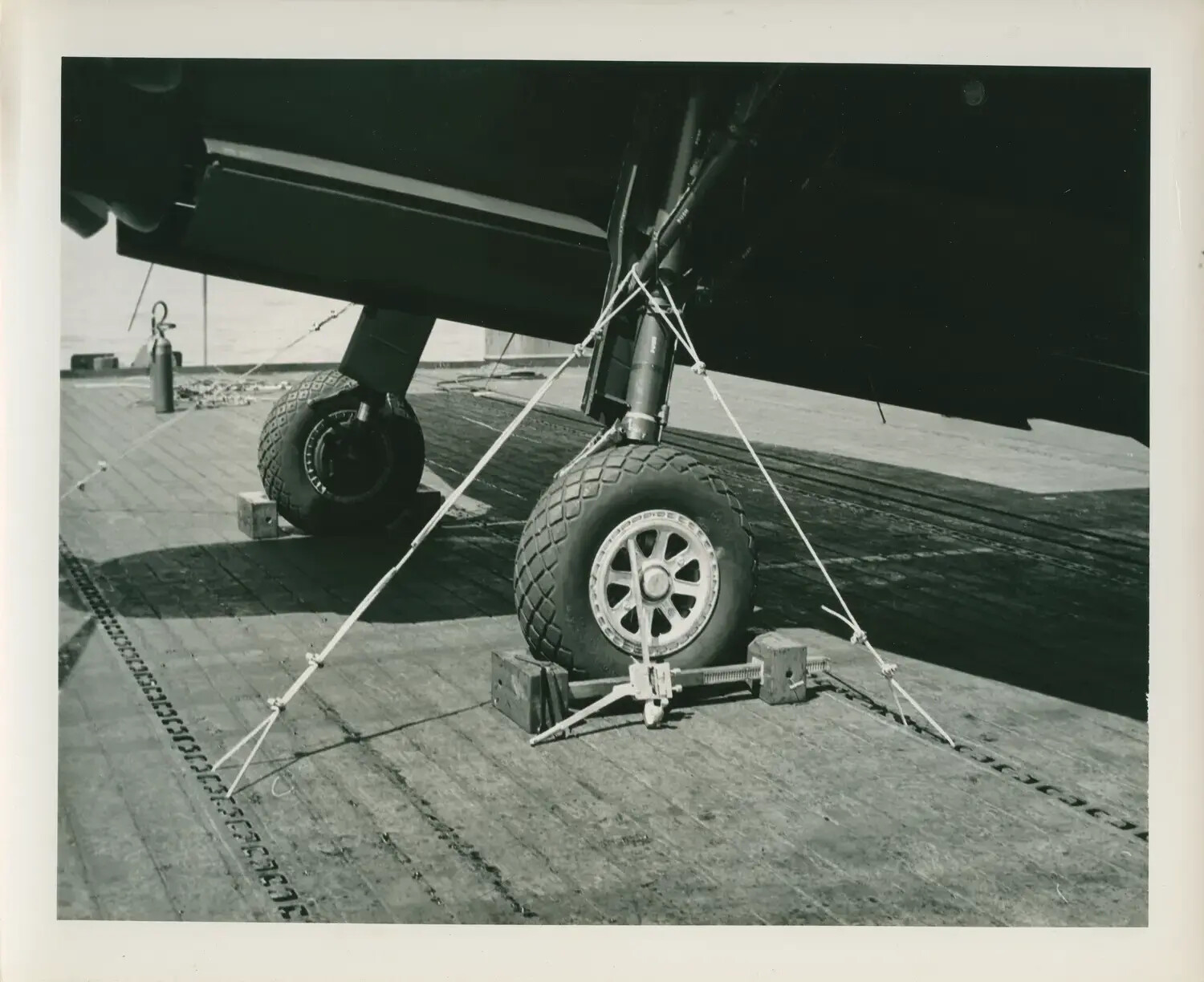 Aircraft Landing Gear Tie-Down Detail, USS Petrof Bay (CVE-80), WWII