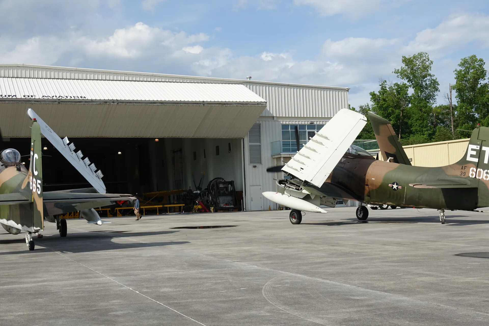 Two Douglas A-1 Skyraider Warbirds on Ramp, Tennessee Museum of Aviation