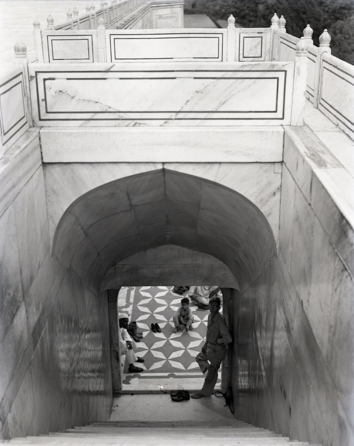 Staircase and Archway at the Taj Mahal, Agra, India - WWII CBI Theater Collection