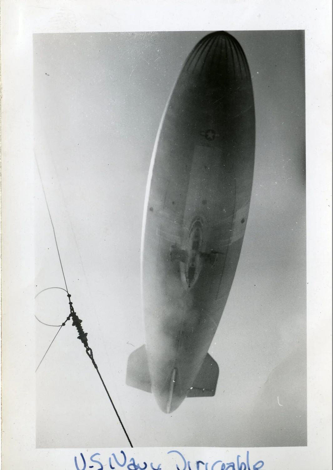 U.S. Navy Non-Rigid Airship (Blimp) Photographed From Below, WWII Era