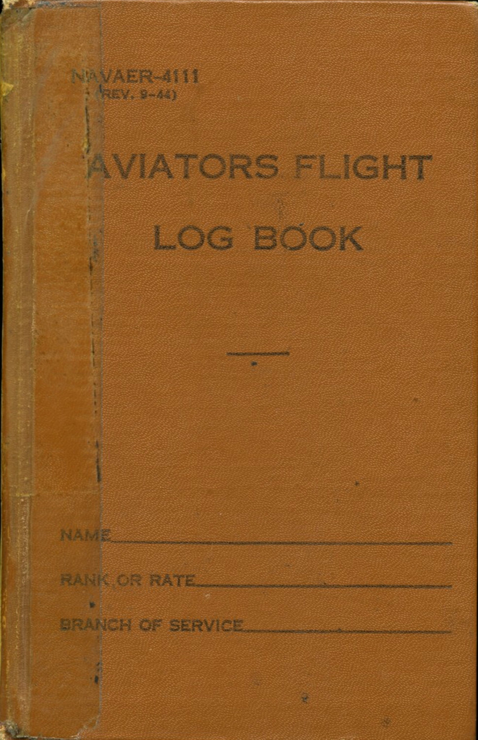 Cover of U.S. Navy Aviator's Flight Log Book (NAVAER-4111), Lt. Bancroft Collection