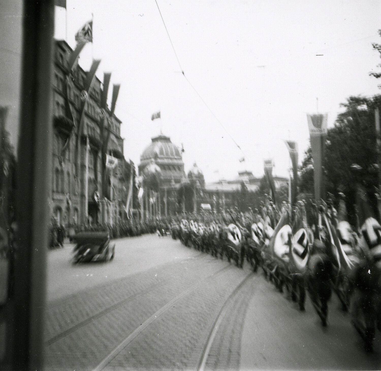 Nazi Party Rally Procession on City Street, Nuremberg, Germany, 1930s