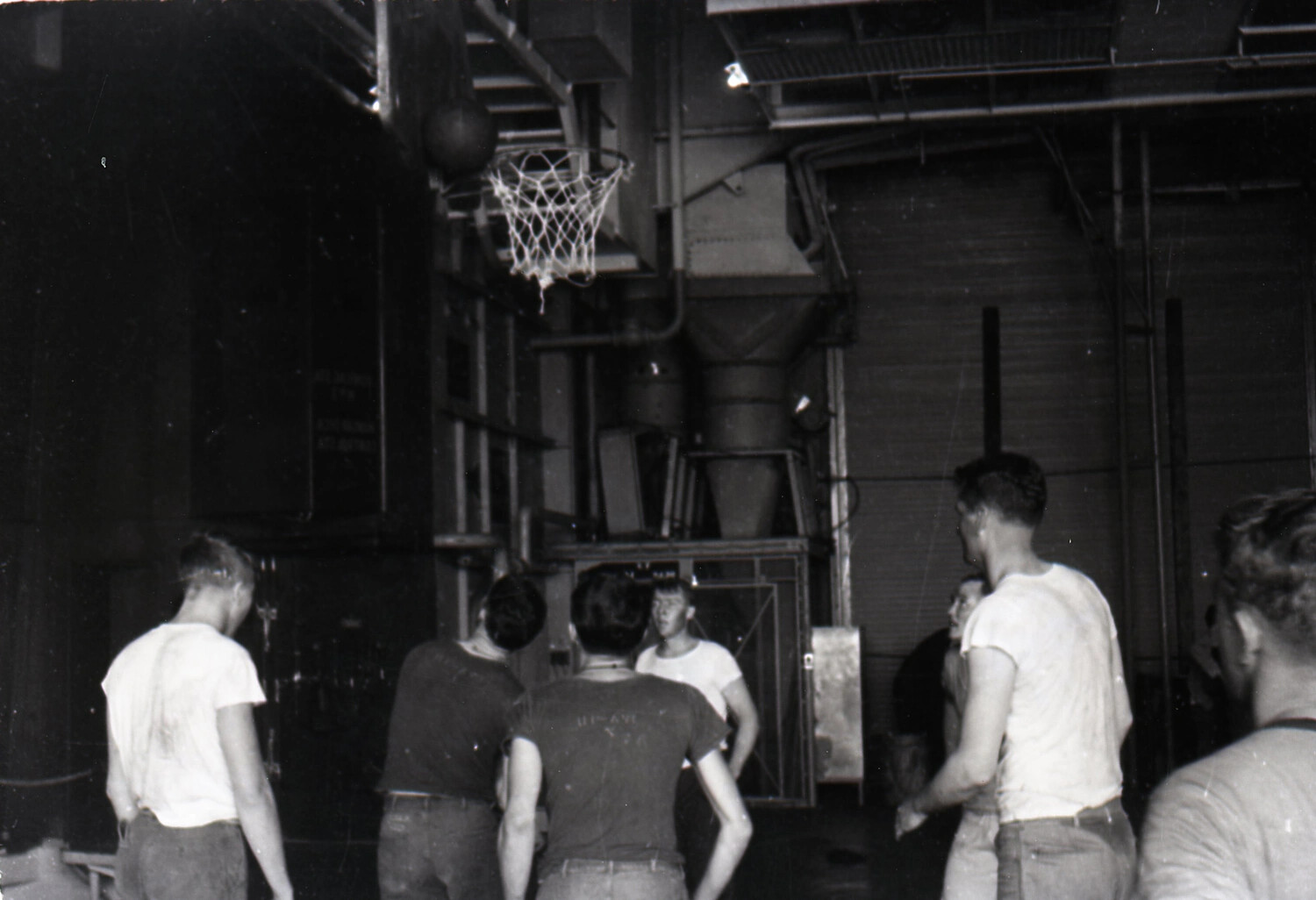 Basketball Game in the Hangar Bay of USS Yorktown (CV-10), 1953