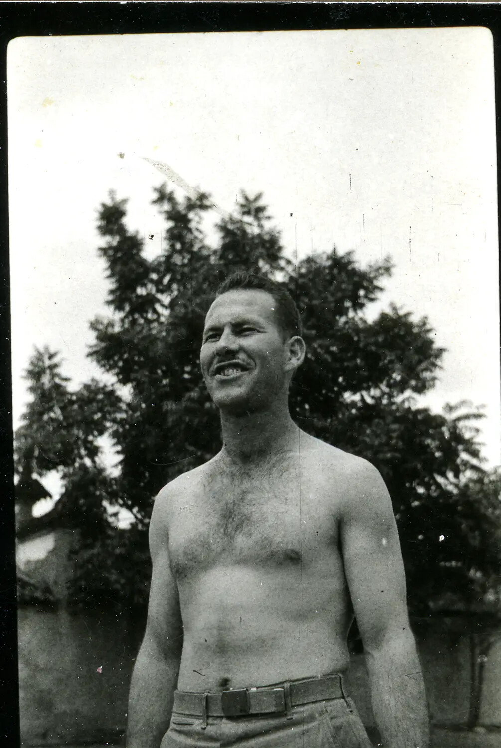 Portrait of a Shirtless Serviceman, China Burma India Theater -- WWII China Burma Theater Archive
