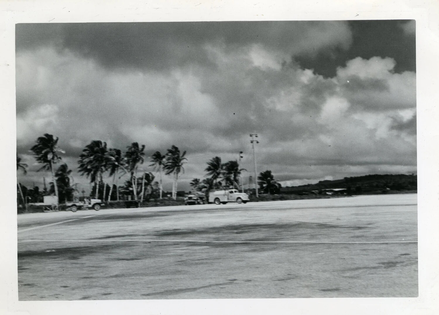 Airfield Ramp with Fuel Truck and Palm Trees, NATS Squadron VR-6, Agana, Guam