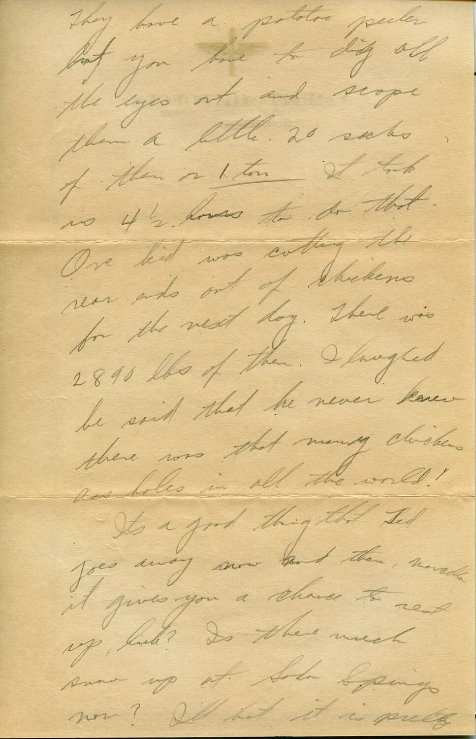 Handwritten Home-Front Letter Describing Farm Labor, Soda Springs, Idaho Area, 1944