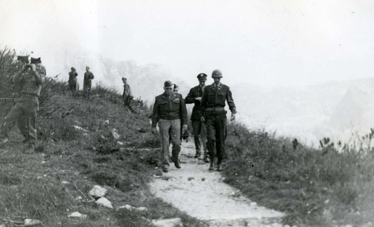 American Officers Walking a Mountain Path at Obersalzberg Near the Eagle's Nest, Germany, 1945