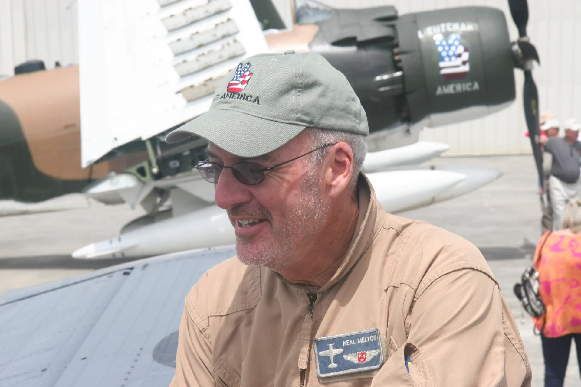 Portrait of Pilot Neal Melton at Warbird Static Display, Operation Tailwind Event
