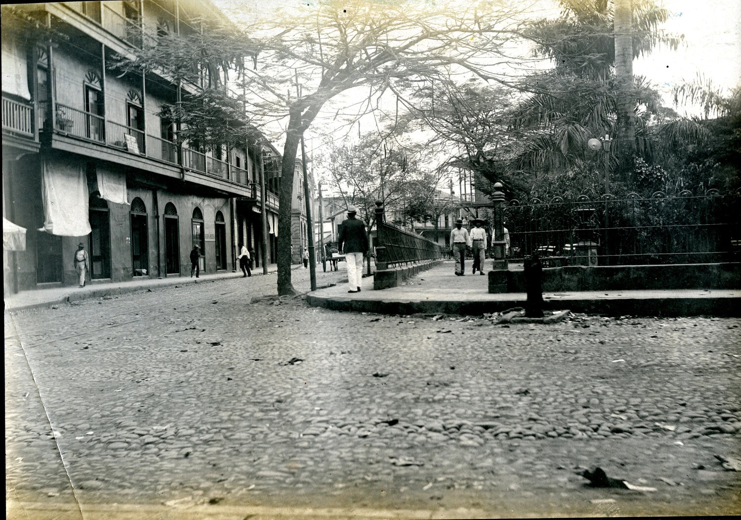 Street Scene with U.S. Navy Sailor, Colonial Latin American Port Town, c. 1900-1908