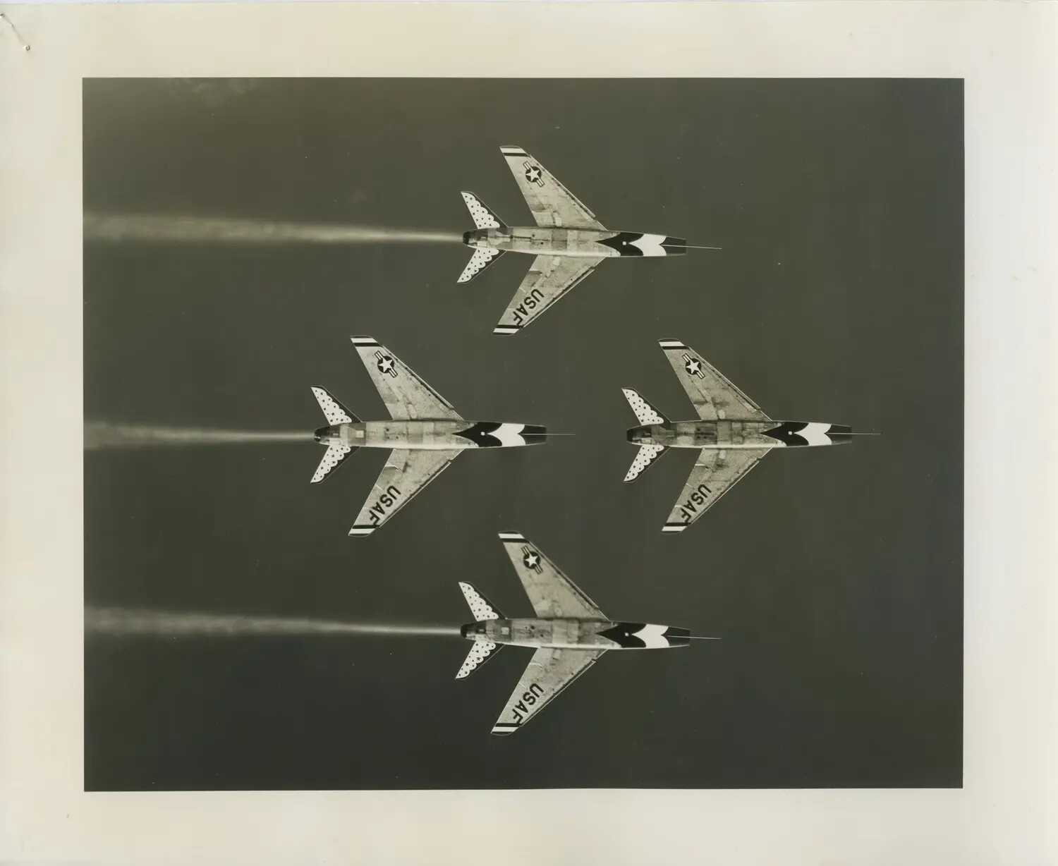 USAF Thunderbirds F-100 Super Sabres in Diamond Formation