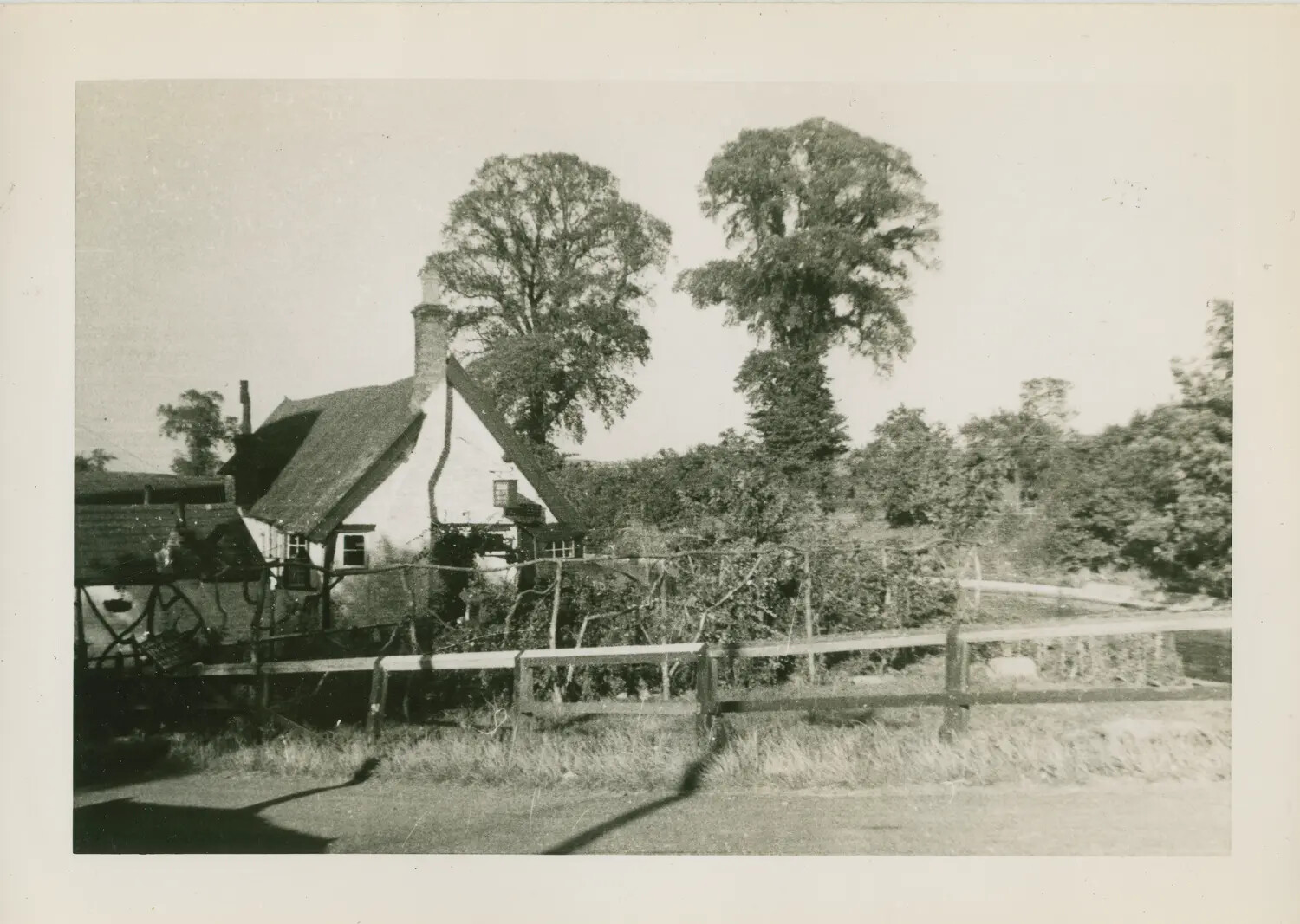 English Country Cottage with Thatched Roof, WWII-Era Personal Photograph
