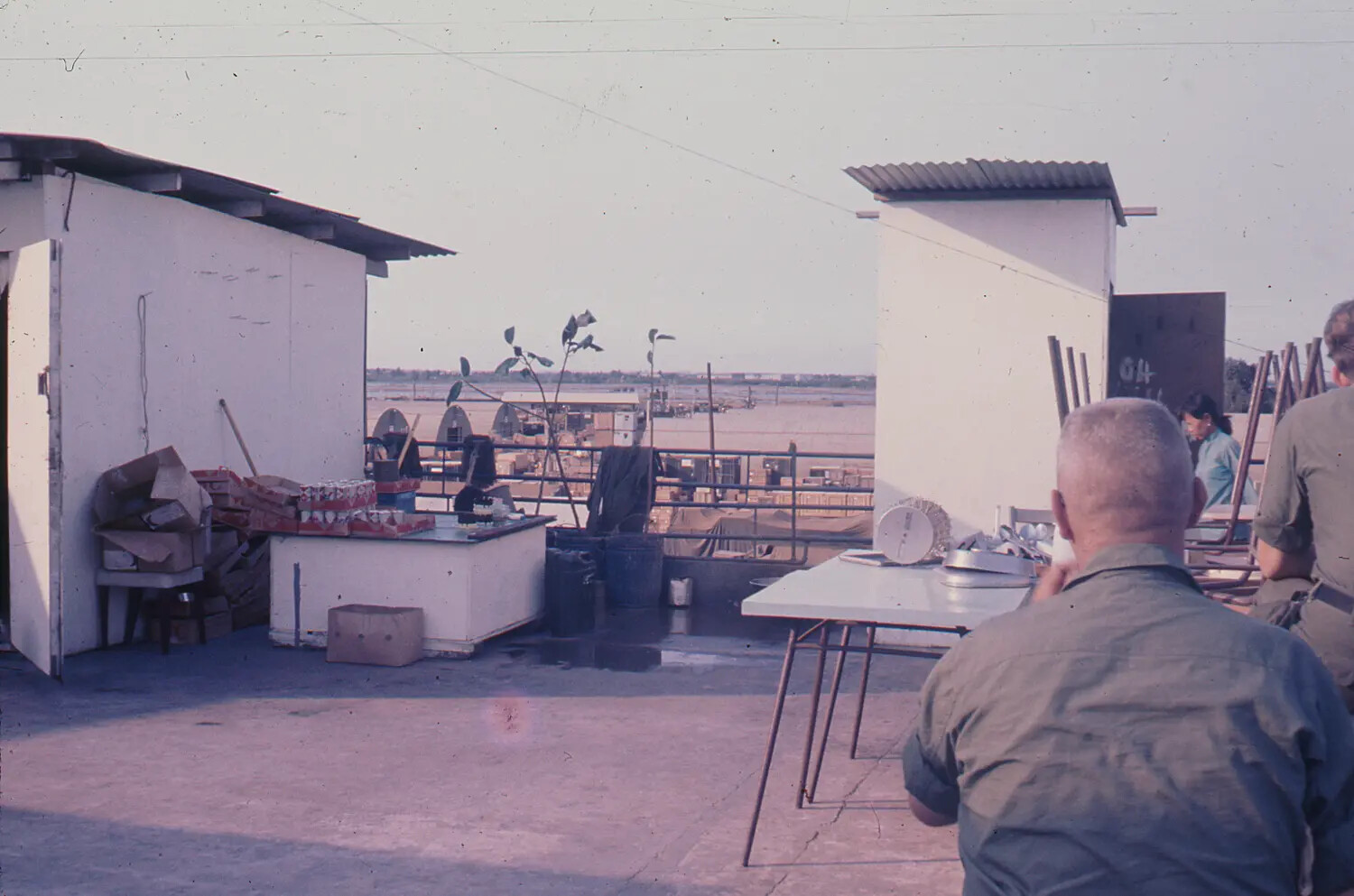 Rooftop Supply Area Overlooking Airfield, Vietnam, 1968 Tet Offensive Period