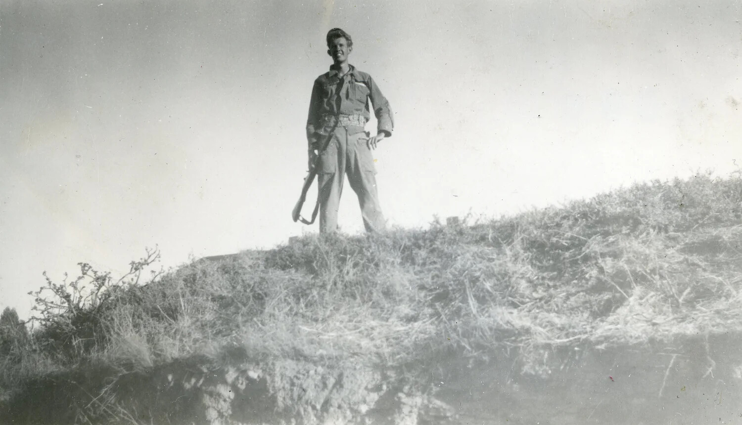 U.S. Marine on Hilltop with Carbine, VMF-214 Album, 1945