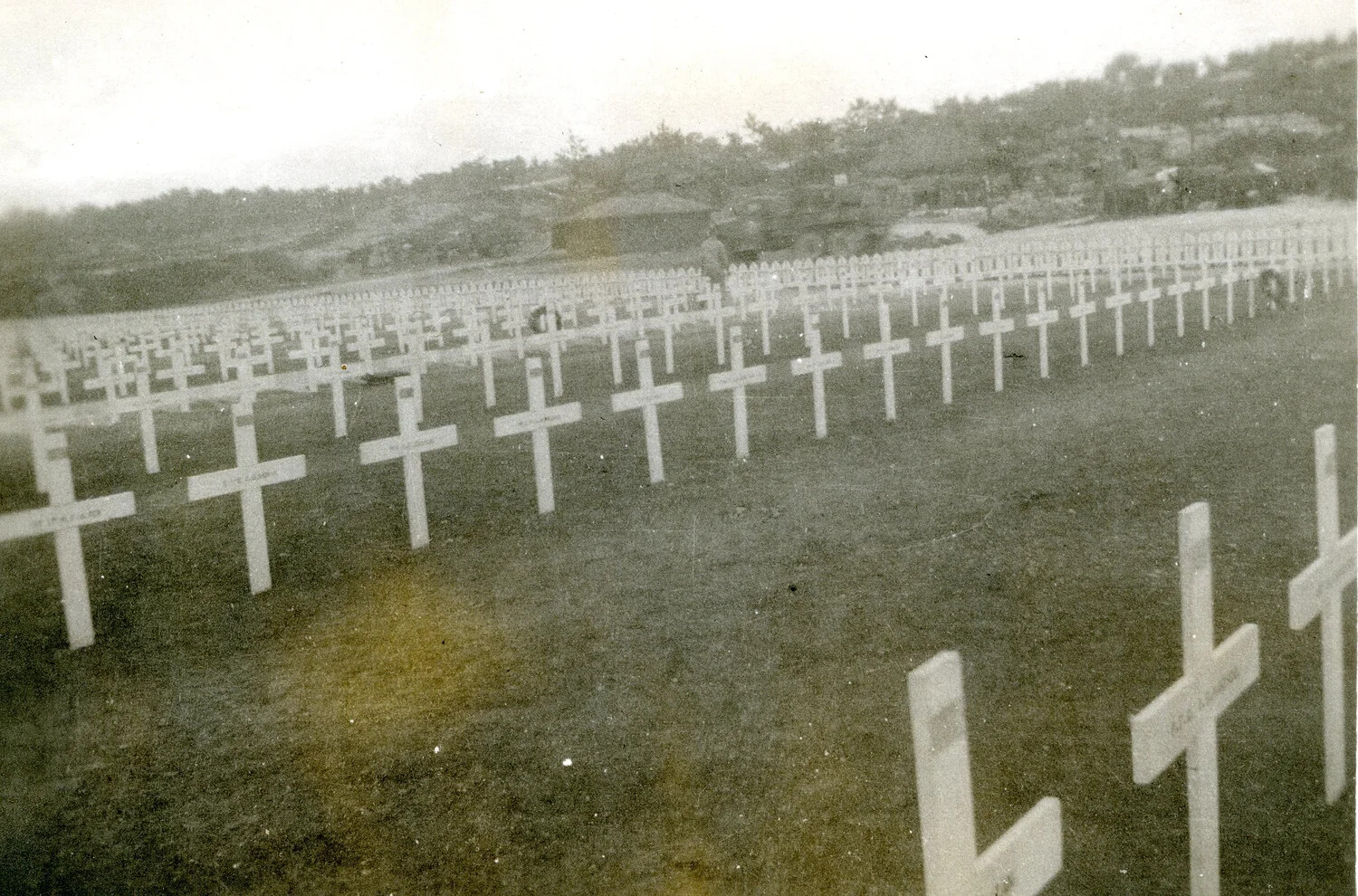 Rows of White Crosses, Temporary Military Cemetery, Ie Shima, 1945