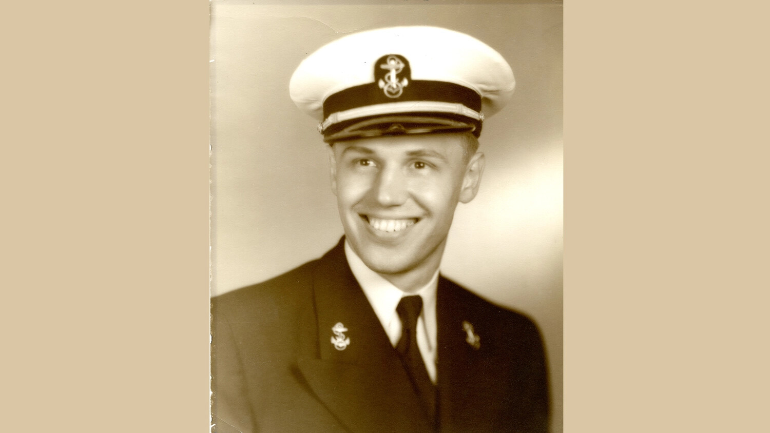 Studio Portrait of Young Naval Serviceman "Wayne" in Dress Uniform, Korean War Era