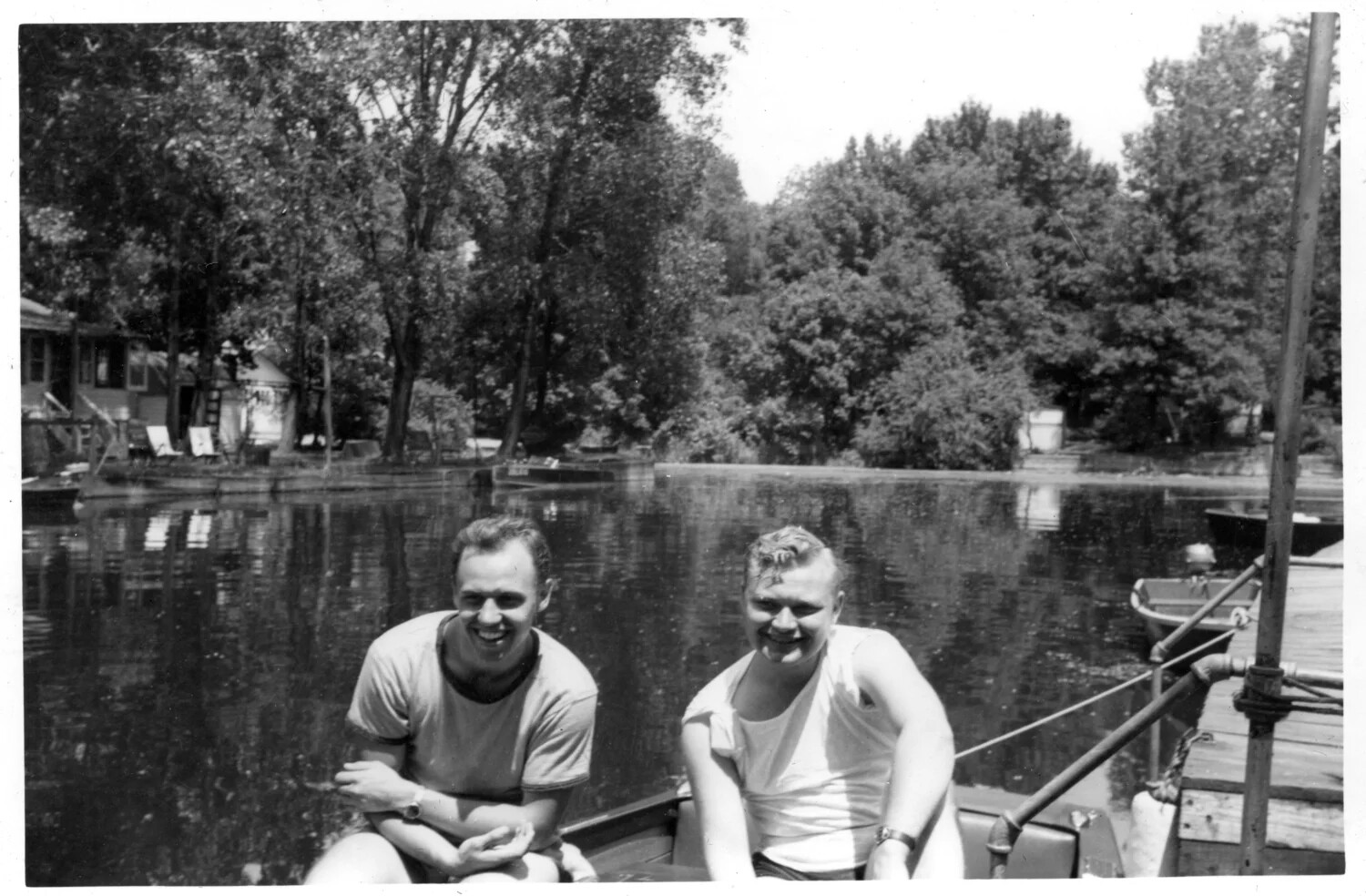 Two Men in a Rowboat on a Lake, Bancroft Photo Collection