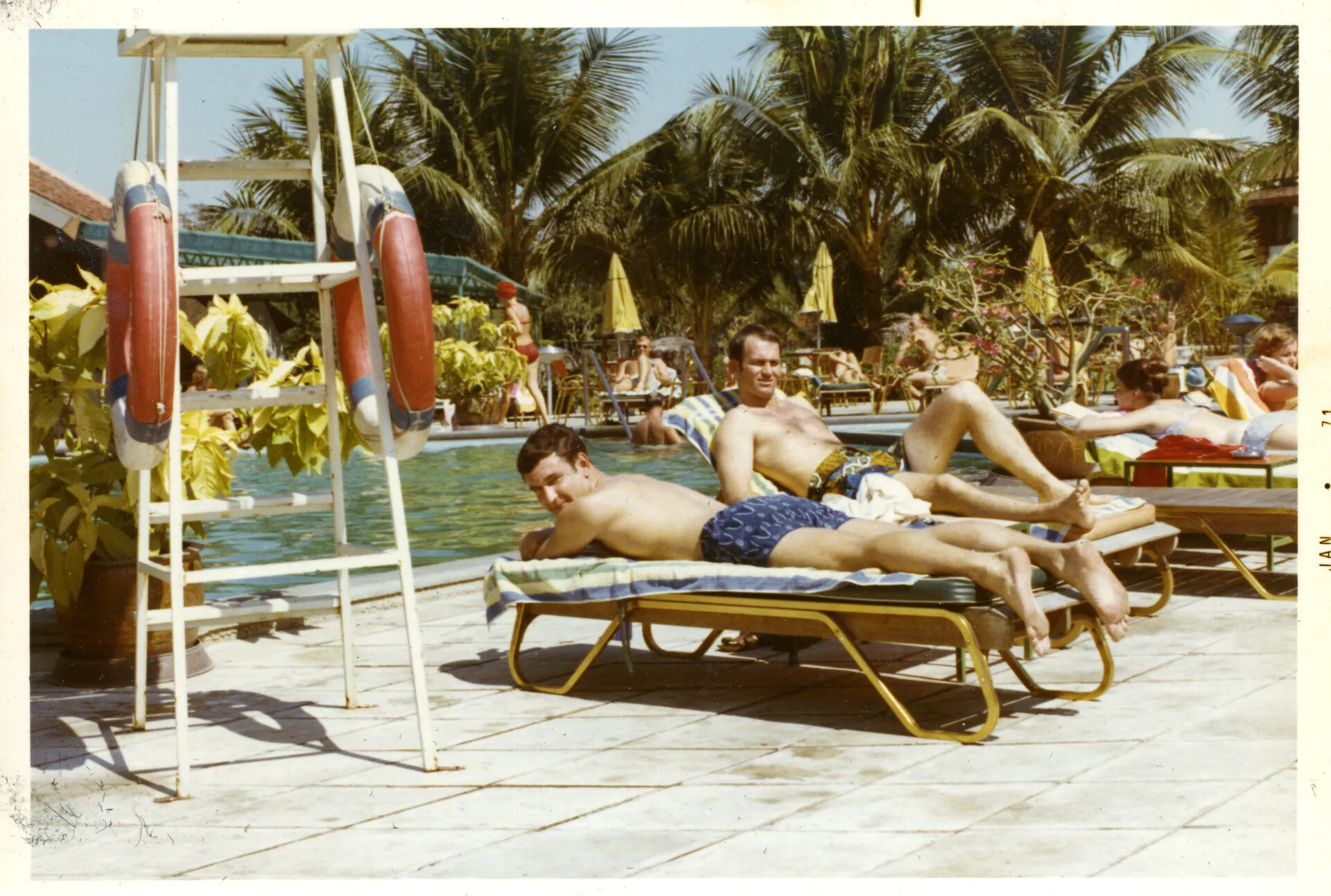 Servicemen Relaxing Poolside, Nakhon Phanom RTAFB Area, January 1971