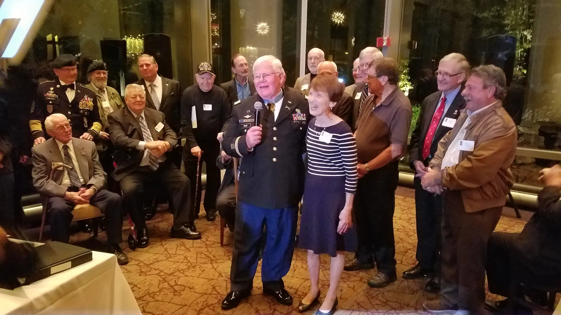 Medal of Honor Recipient Gary M. Rose Addresses Fellow Veterans at Reception, October 23, 2017