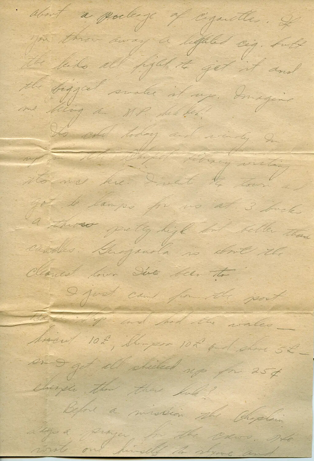 Handwritten Letter Page, WWII Airman Correspondence, 1944 (Margaroli Collection)