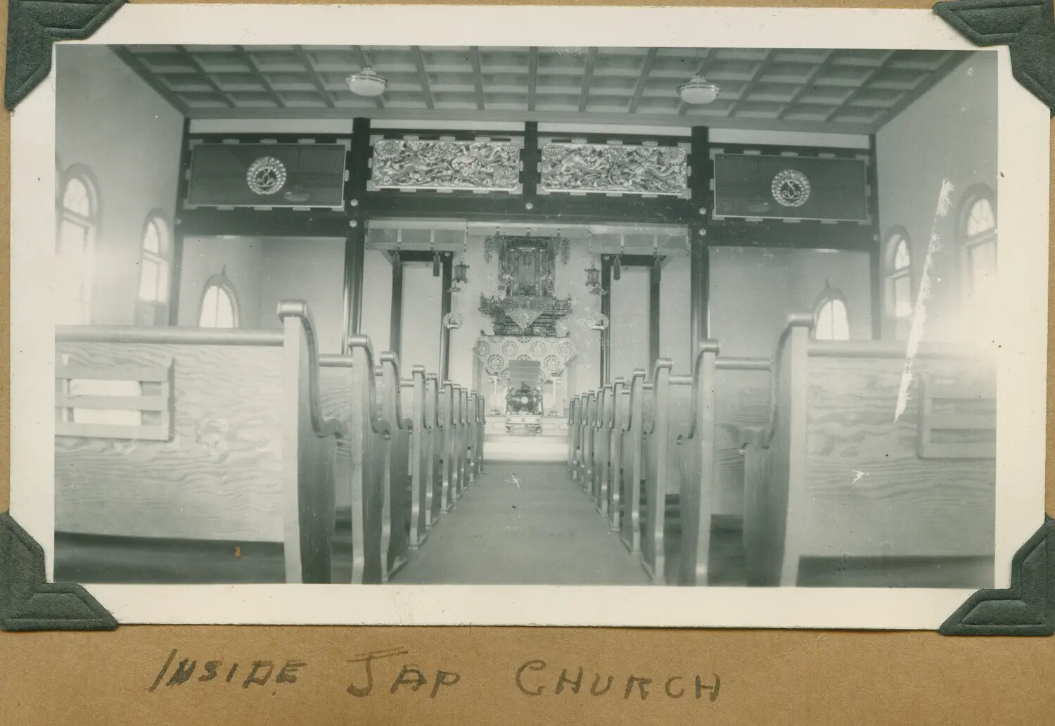 Interior of a Japanese Buddhist Temple, Hawaii, WWII Era