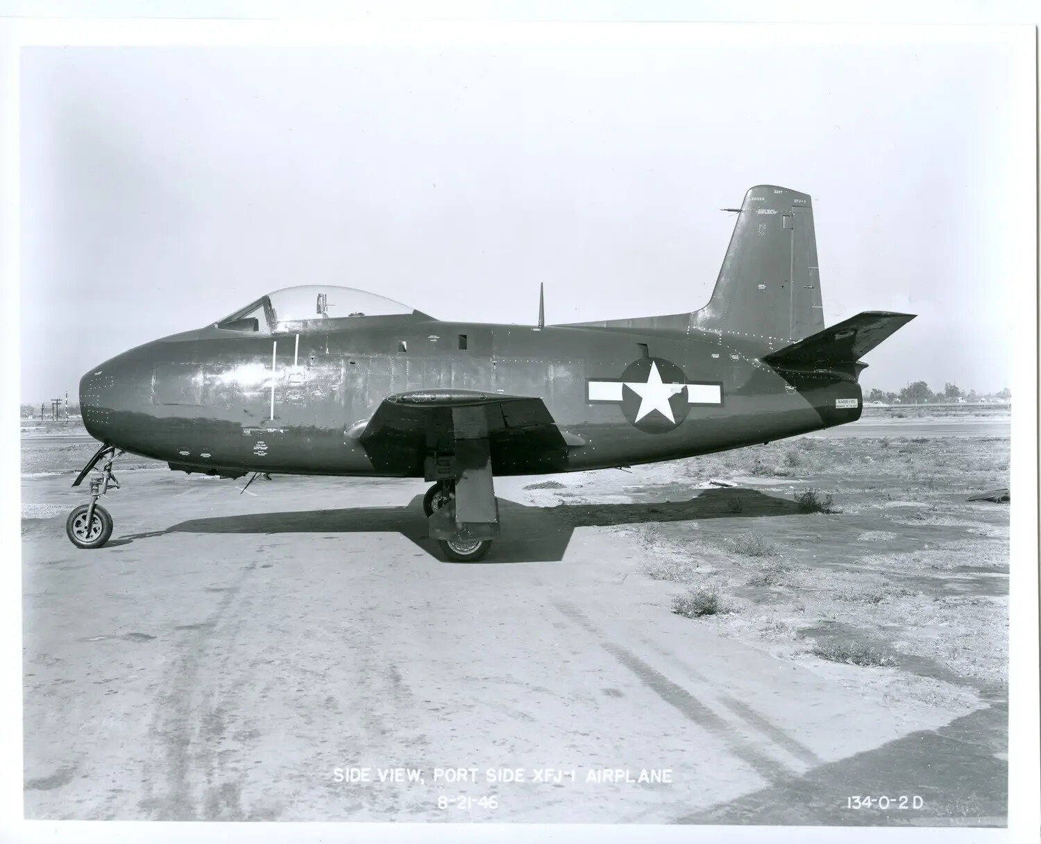 North American XFJ-1 Fury Prototype Jet Fighter, Port Side View, 21 August 1946