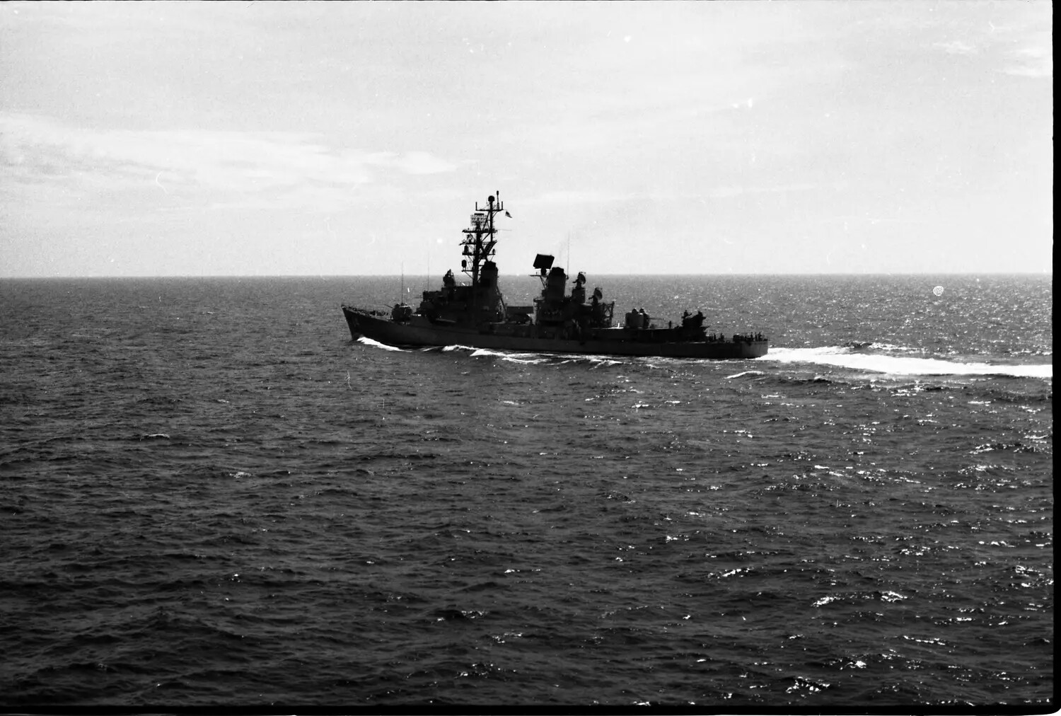 US Navy Escort Destroyer Underway, USS Ticonderoga Battle Group, Vietnam War Era