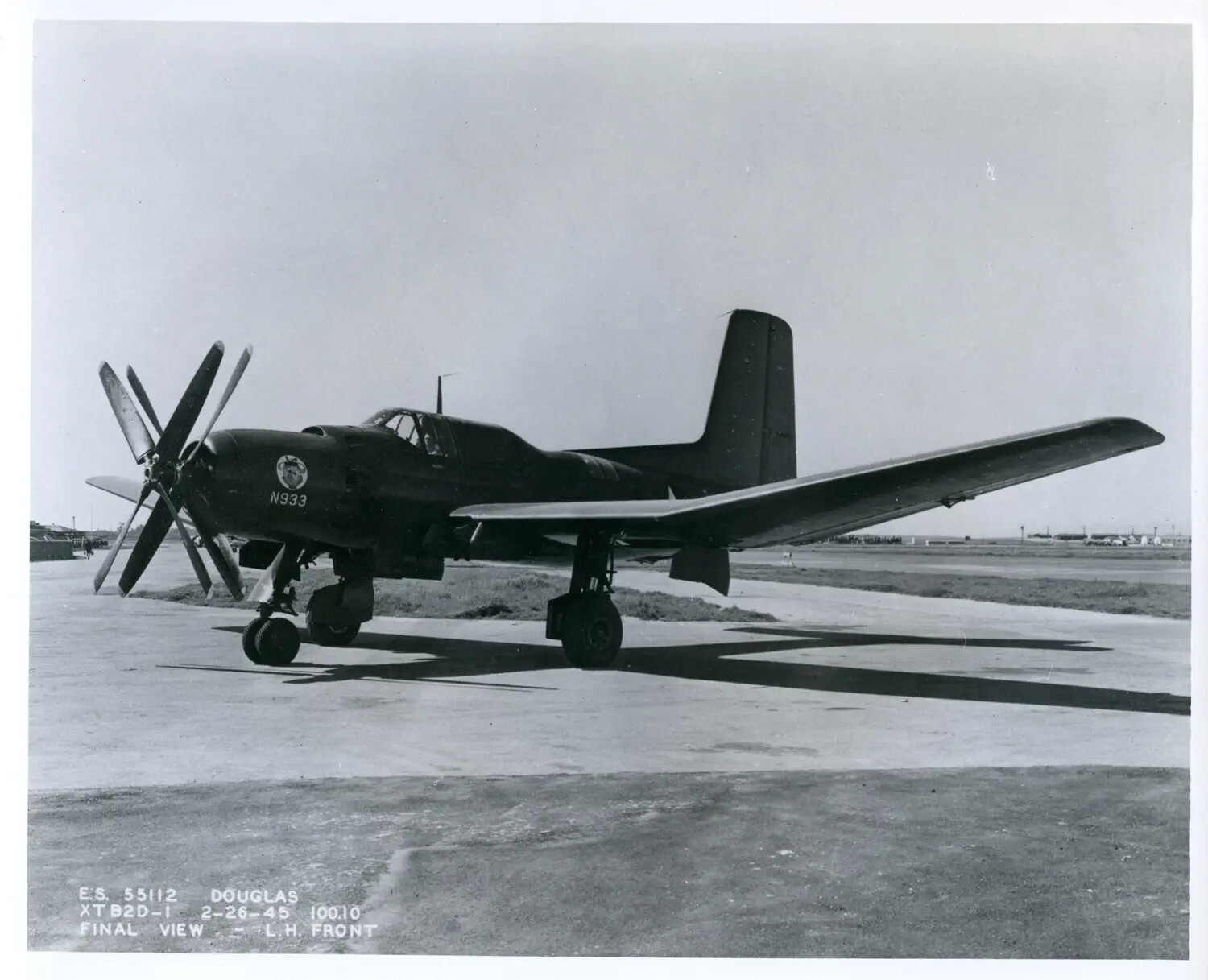 Douglas XTB2D-1 Skypirate Prototype, Left-Hand Front View, 26 February 1945