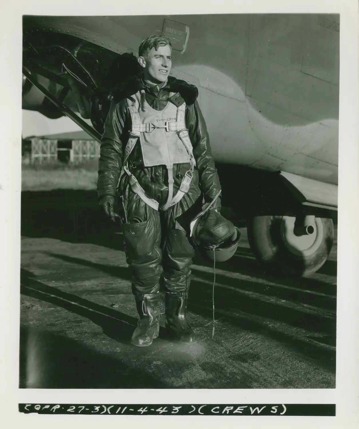 Portrait of Capt. Myron Kollmar[s], Crew 5, 579th Bomb Squadron, After Return from Wilhelmshaven Mission, 4 November 1943