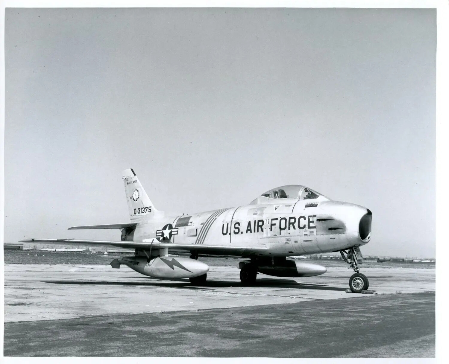 North American F-86 Sabre, Maryland Air National Guard, Serial 0-31375, on Airfield Apron