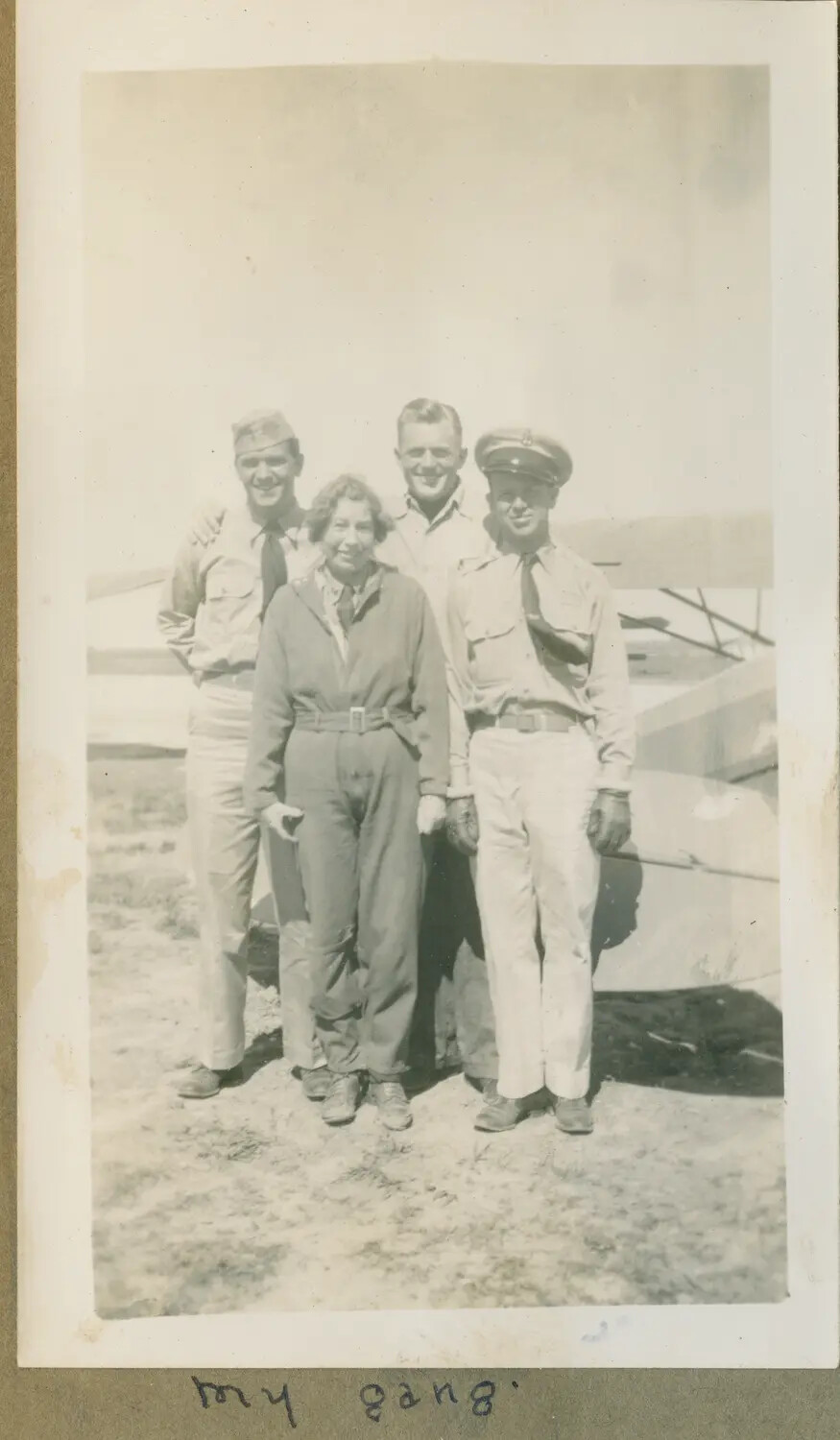 Group Portrait, 'My Gang' - Cadets and Companion at a Flight Training Field