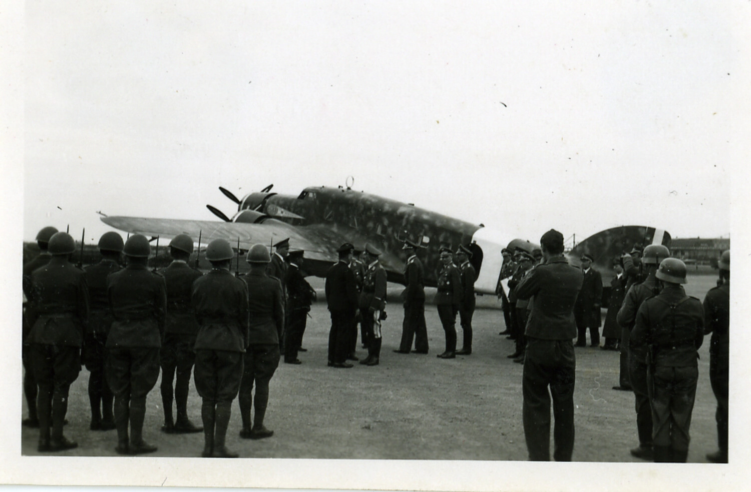 Luftwaffe Personnel Formation Beside Twin-Engine Bomber Aircraft, WWII Germany