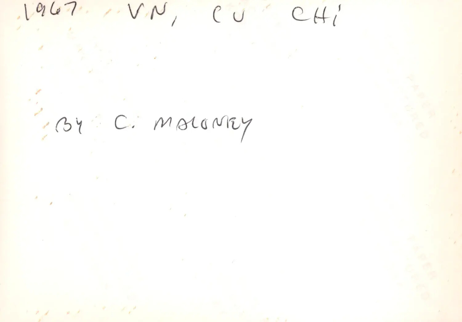 Handwritten Album Title Card: '1967 VN, Cu Chi, By C. Maloney'