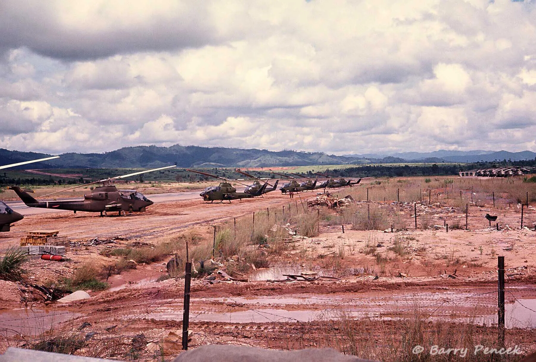 AH-1 Cobra Attack Helicopters Staged at Forward Airfield, Vietnam
