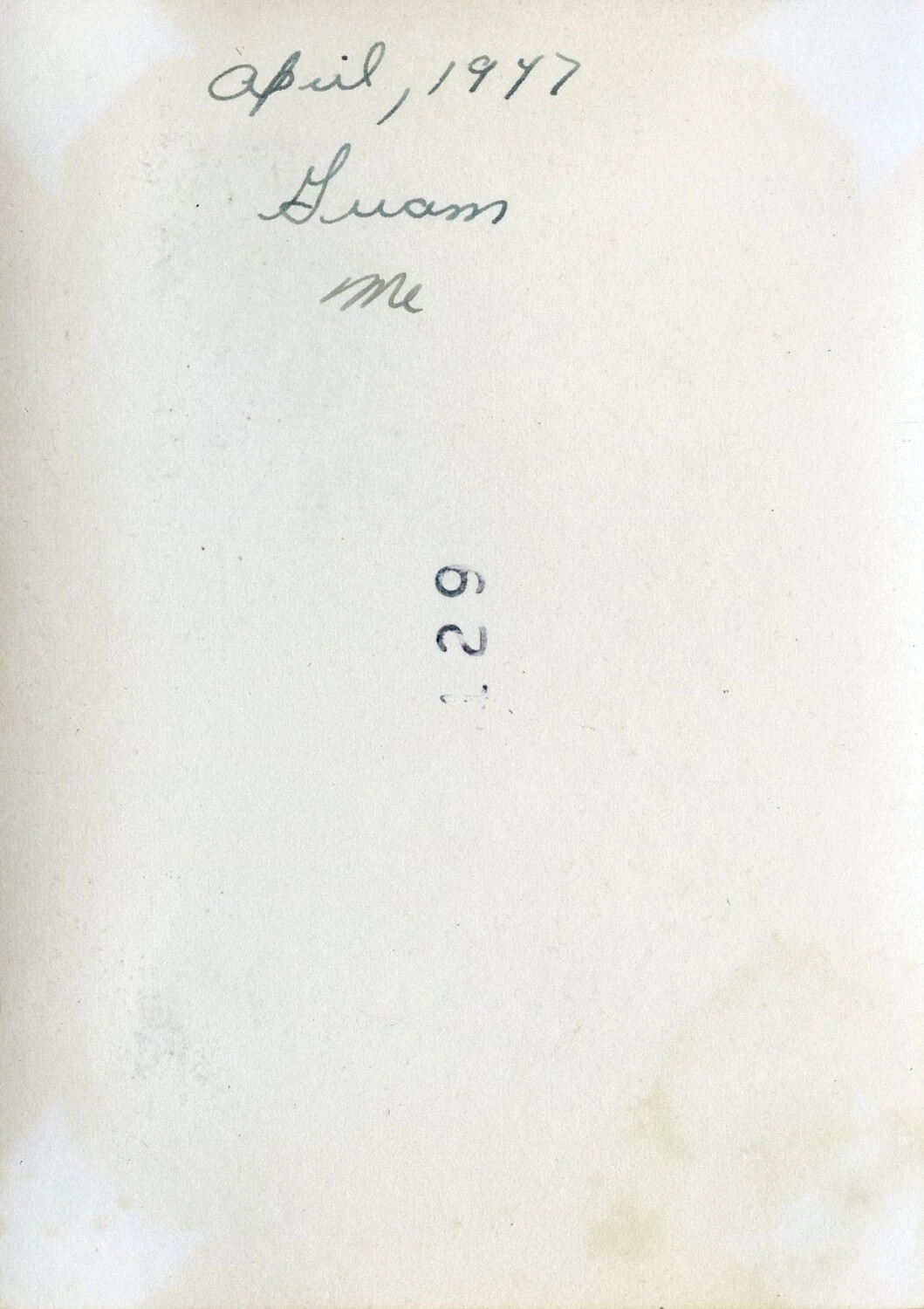 Photograph Verso — Handwritten Caption, "Guam, April 1977"