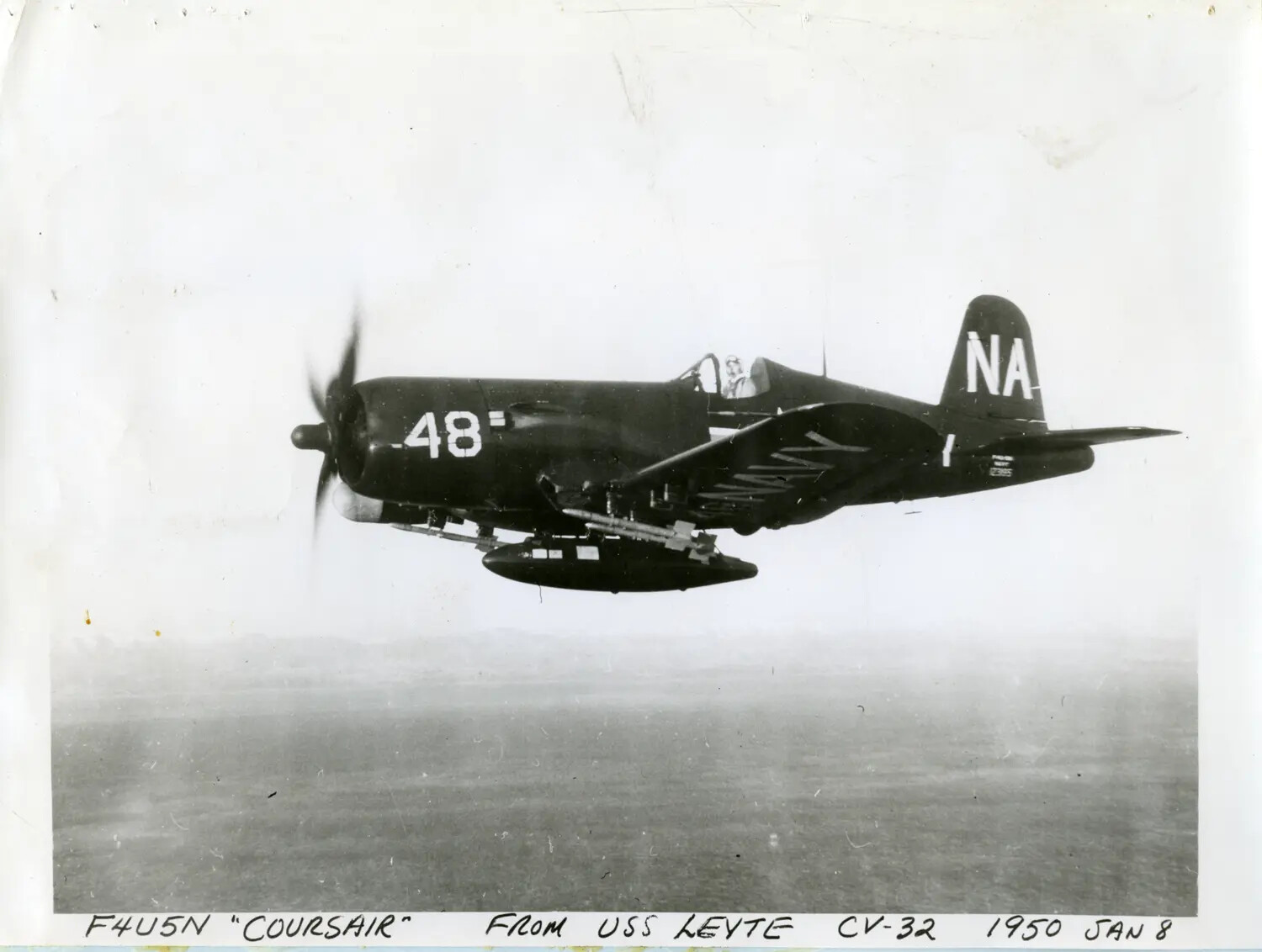 F4U-5N Corsair Night Fighter, USS Leyte (CV-32), January 8, 1950 — McAleer Album