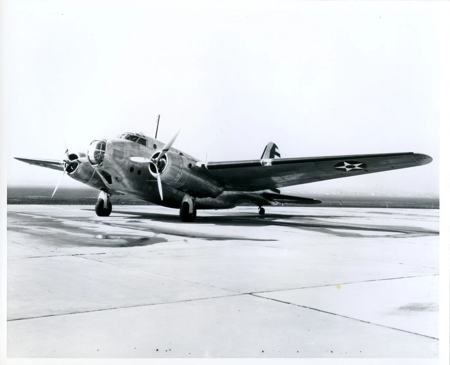 Pre-WWII U.S. Army Air Corps Twin-Engine Bomber on Airfield Ramp