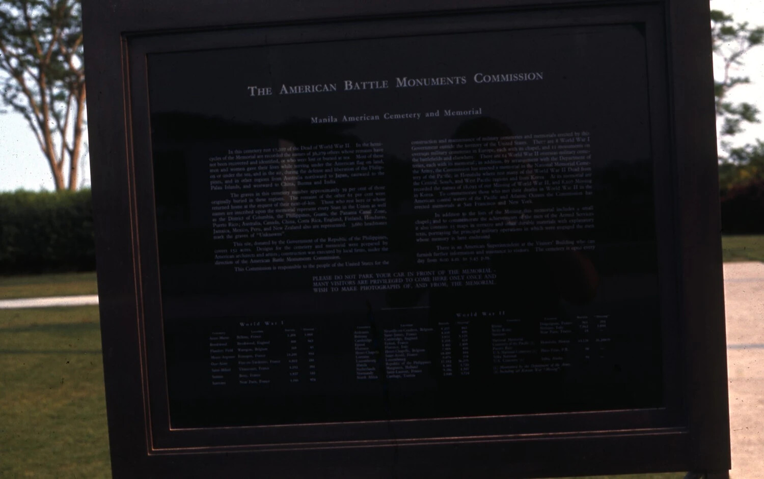 American Battle Monuments Commission Plaque, Manila American Cemetery and Memorial, Philippines