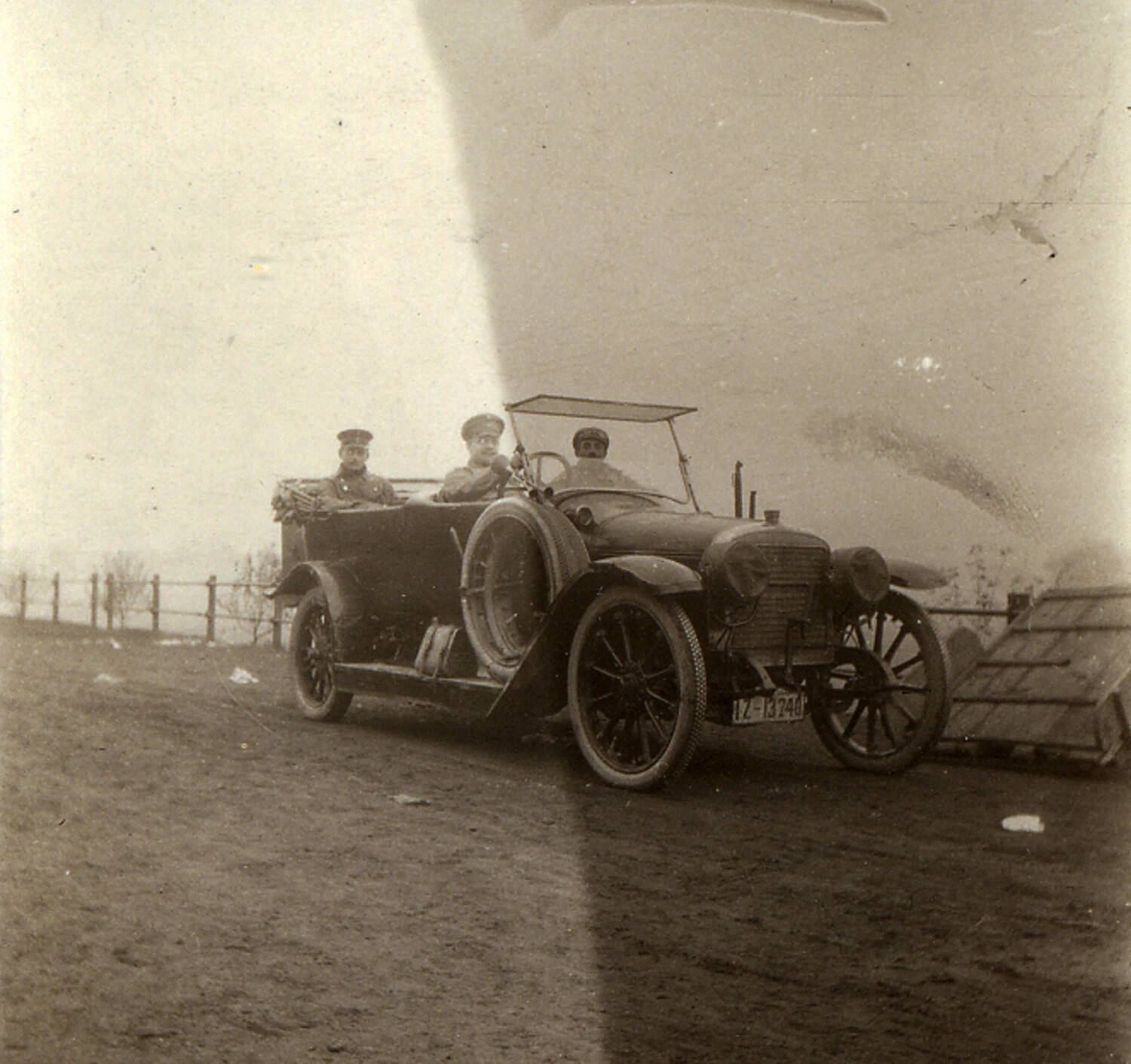 German Military Officers in Open Touring Automobile, WWI Era