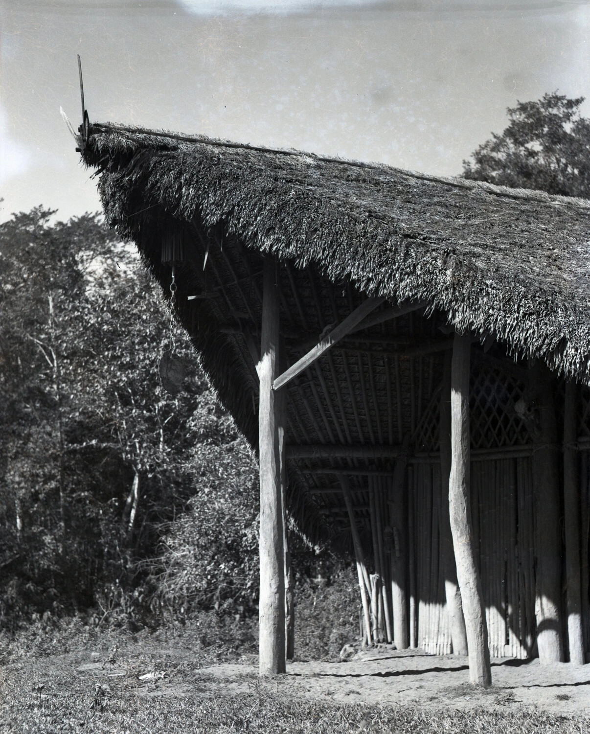 Traditional Thatched-Roof Structure, Burma, WWII China-Burma-India Theater