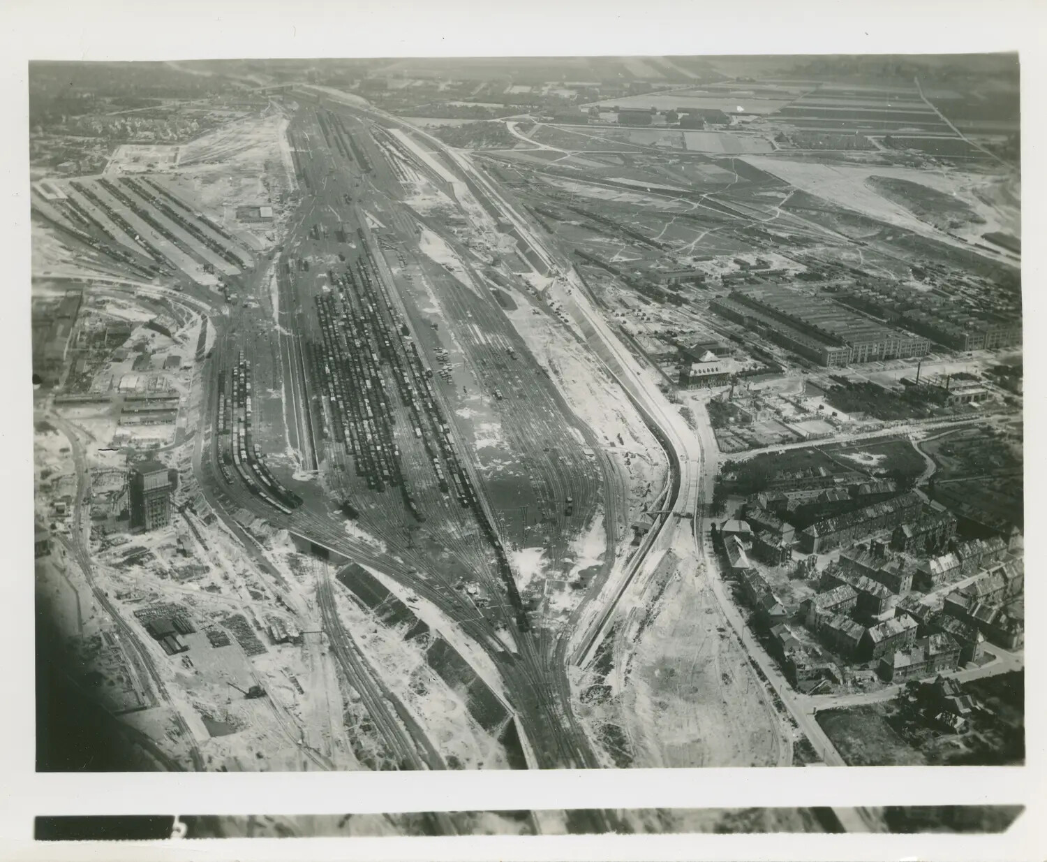 WWII Aerial Reconnaissance Photograph, Railway Marshalling Yard and Adjacent Industrial Complex