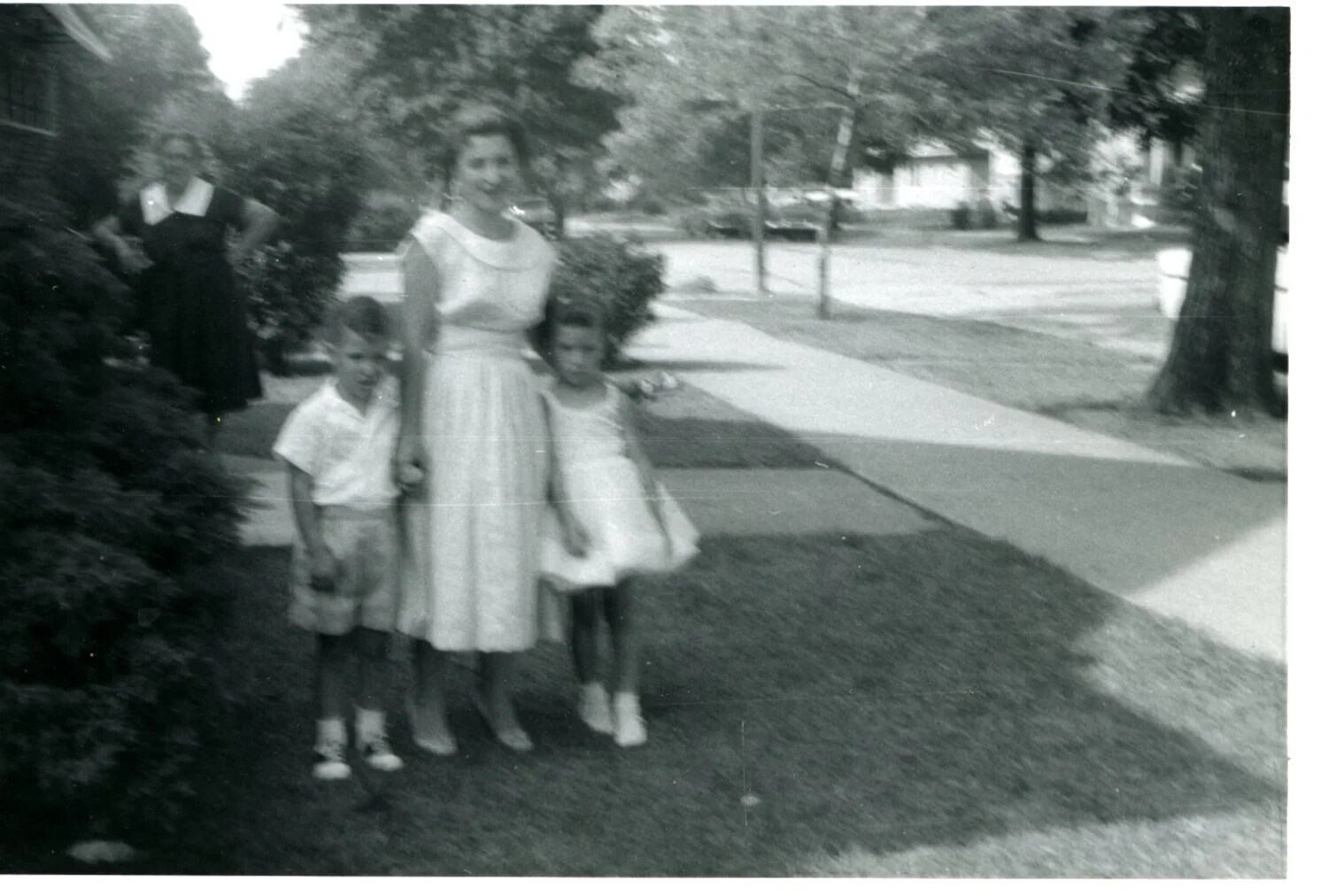Family Portrait on a Suburban Sidewalk, circa Mid-1950s